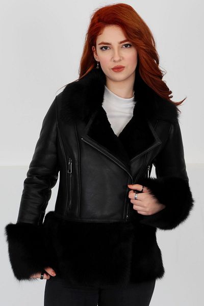 By Marki Marki Lux Genuine Leather Coat, Flattering Fur Collar/wrist/skirt, Waterproof - Black Elegant Fur -103422