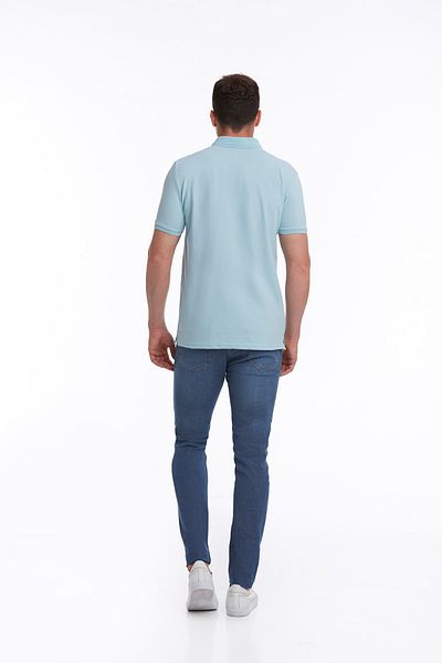 Hatemoğlu Tricou pentru bărbați, albastru, cu croială normală, uni, 100% bumbac, cu guler polo