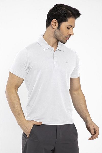 raru Λευκό μπλουζάκι Polo Neck Large Size - 7133-08