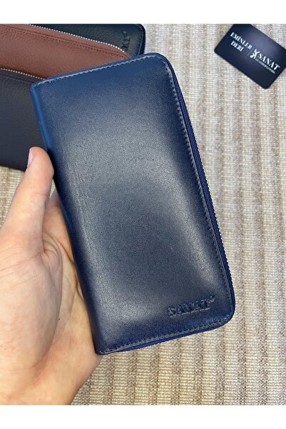 SANAT LEATHER SL-616 hakiki deri fermuarlı unısex potföy cüzdan