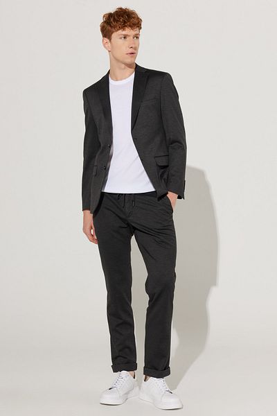 ALTINYILDIZ CLASSICS Men's Anthracite Slim Fit Narrow Cut Mono Collar Knitted Suit