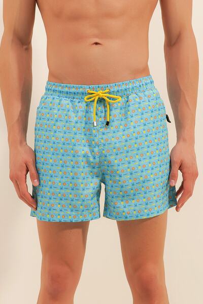 MY'KİNİ Ανδρικό μαγιό κανονικού μεγέθους με τιρκουάζ σχέδιο