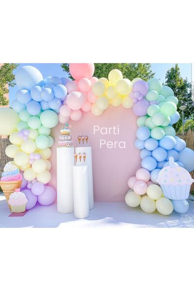 parti pera 100 Pieces Balloon Macaron Balloon Chain Set