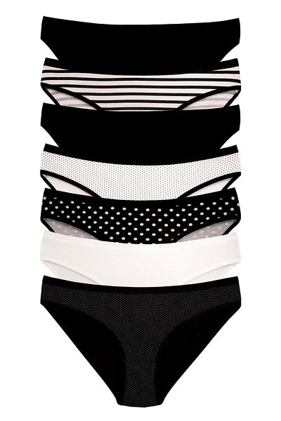 Dominant Women's Black and White Cotton Lycra Panties 7 Pack 37000-572