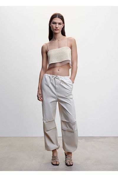 MANGO Woman Ażurowa, dzianinowa, krótka bluzka