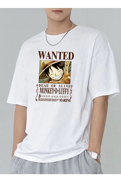 DEEPSENCE Unisex Oversize T-shirt Wanted Front Print White