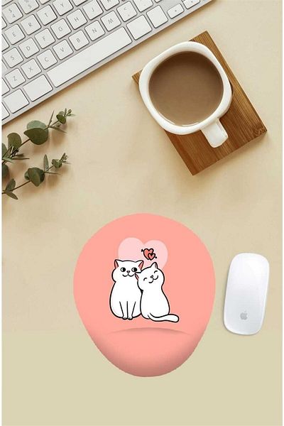 HobiShop Mouse Pad με μοτίβο γάτες ερωτευμένες με στήριγμα καρπού