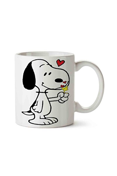 HobiShop Snoopy Dog Kalp Porselen Kupa Bardak