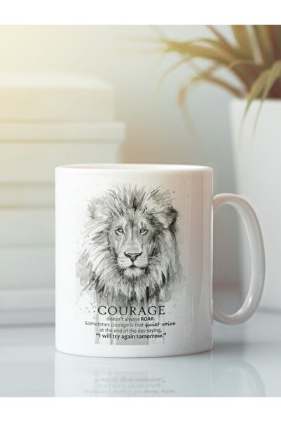 HobiShop White Trophy Cup Lion Courage