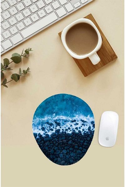 HobiShop Mouse Pad με μοτίβο Wave And Rocks με υποστήριξη καρπού