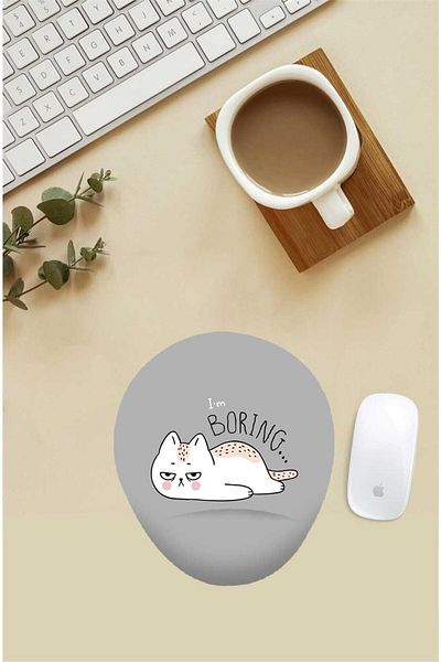 HobiShop Mouse Pad με μοτίβο τσιμπιδωμένης γάτας με υποστήριξη καρπού