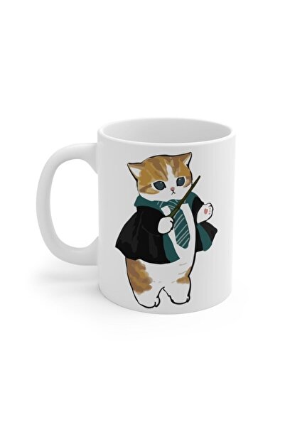 HobiShop Beyaz Potter Cat Baskılı Kupa Bardak