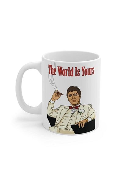 HobiShop كوب مطبوع عليه White Scarface World Is Yours