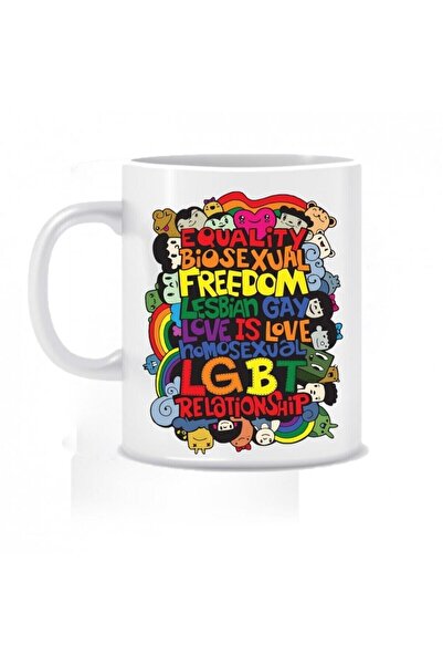 HobiShop Lgbt Baskılı Beyaz Kupa Bardak