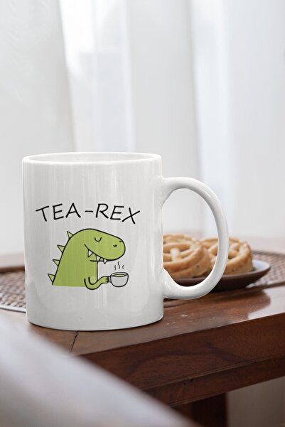 HobiShop Tea-rex Baskılı Porselen Kupa Bardak