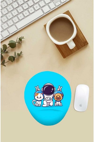 HobiShop Astro Animals Patterned Mouse Pad with Wrist Support