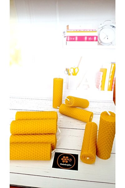 Petekoğlu (16 Adet) Balmumu Mum 3cm X10cm Kendin Süsle Nikah Şekeri Doğal Pet...