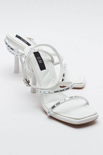 LuviShoes Dámské boty na podpatku ANJE White Skin