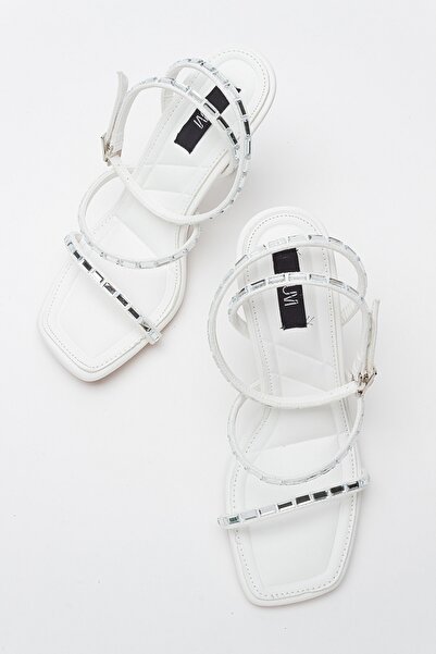 LuviShoes Dámské boty na podpatku ANJE White Skin