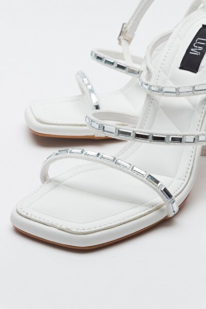 LuviShoes Dámské boty na podpatku ANJE White Skin