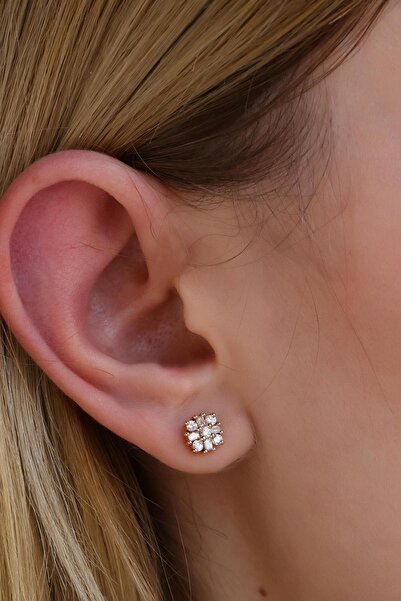 Safir Kuyumculuk Kadın Pırlanta Aşk Çiçeği Küpe py06614