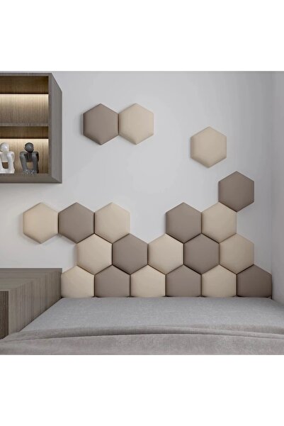 DeccoStil Altıgen Kumaş Kaplı 3D Duvar Paneli Seti (12 adet)