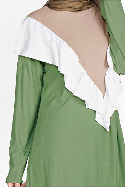 TRENDTESETTÜR Green Women's Trousers Set - 3-Color, Ruffle Detail, 2-Piece Set 7716