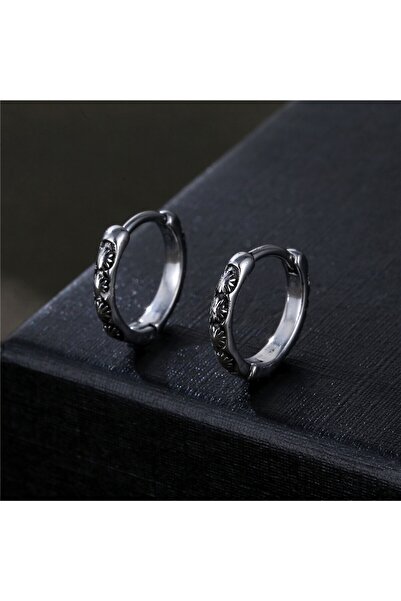 Viking Butik Çiçek İşlemeli İnce Tarz Halka Paslanmaz & Kararmaz 316L Çelik Unisex Küpe