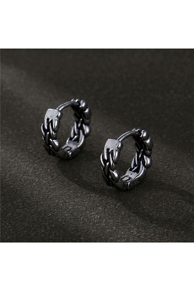 Viking Knit Boutique Design Hoop Stainless & Tarnish Resistant 316L Steel Unisex Earring