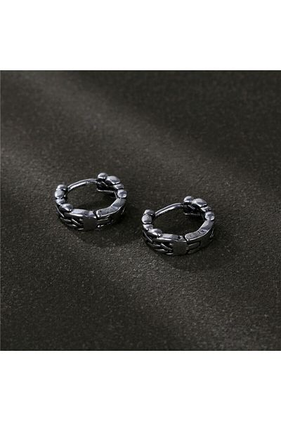 Viking Knit Boutique Design Hoop Stainless & Tarnish Resistant 316L Steel Unisex Earring