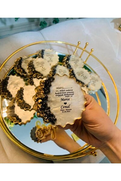 GOLD ORGANİZASYON Epoksi Magnet 50 Adet Söz Nişan Nikah Kına Düğün Hediyeliği...