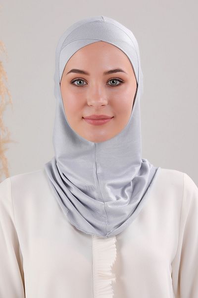 Melodi Scarf Hijab Hijab Cross Sea Pool Sports Neck Collar Combed Cotton Bonnet Light Gray