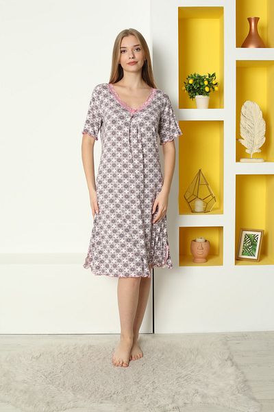 Lagertha by İntensive Women's Patterned Lace Detailed Lycra Viscose Nightgown