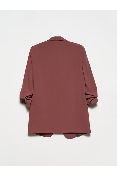 Dilvin 6702 Sleeve Gathered Boyfriend Jacket-Brown
