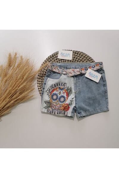 ÖZLEM BEBE Modern Kuru Kafalı Kız Denim Şort