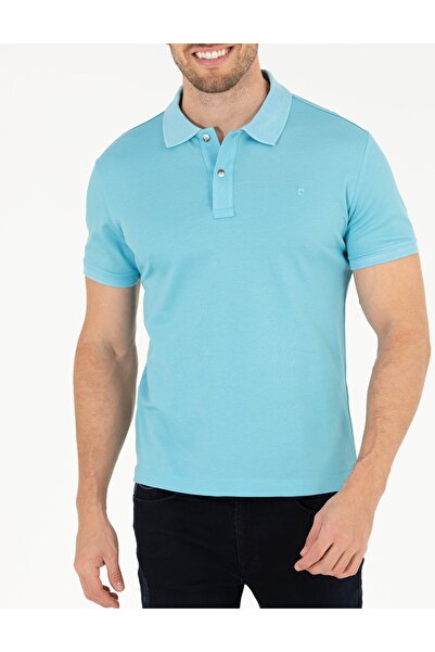 Pierre Cardin ΜΠΛΟΥΖΑ PİERRE CARDİN ΥΦΑΝΤΗ ΑΝΟΙΧΤΟ ΜΠΛΕ