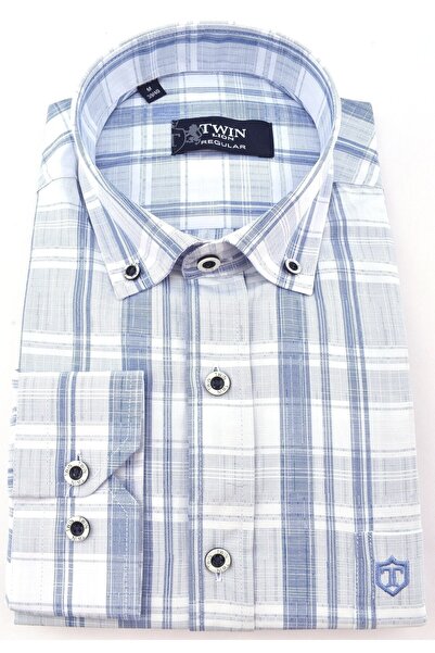 Twin 565758-REGUAR KESİM UZUN KOL GÖMLEK/LACİVERT/XL