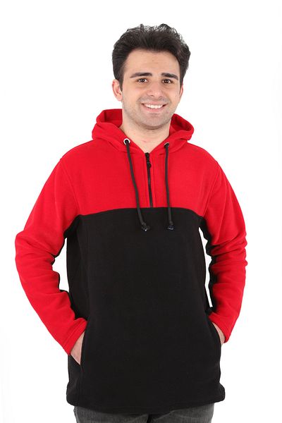 DİVİSTA Unisex Black-red 2 Colors Long Sleeve Hooded Fleece