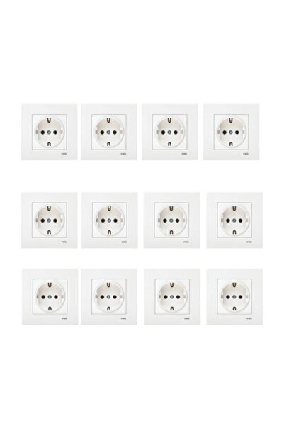 VİKO Viko Karre Beyaz Topraklı Priz 12'li Paket (Çerçeve Dahil)