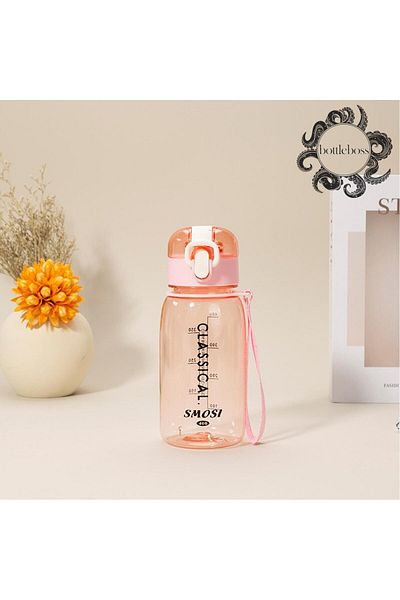 BottleBoss Classical Lockable Children's Water Bottle with Carrying Strap 400 Ml Pink