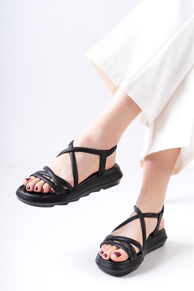 LETAO Sandale elastice cu talpă groasă pentru masaj, ultra confortabile, pentru femei