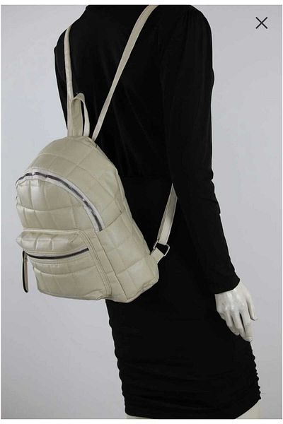 MAC&MOS Women's Cream Quilted Column Mini Backpack