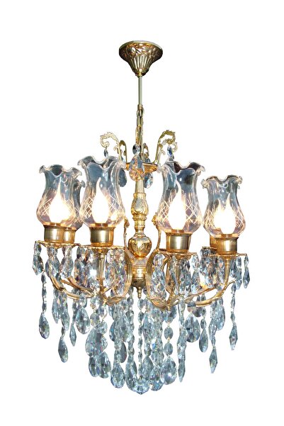 Üstün Avize Fabrikası Saray 6 Kollu Döküm Pirinç Lüks Avize