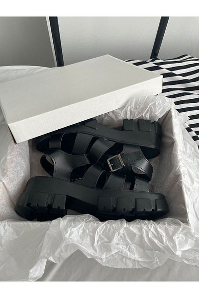 Planet Butik Thick Sole 3-Stripes Sandals