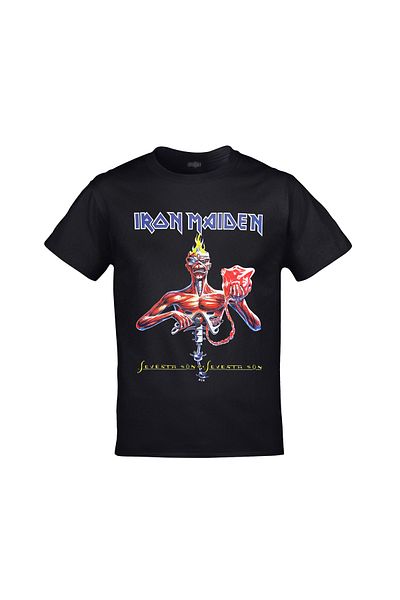 Orijin Tekstil Iron Maiden Seventh Son of a Seventh End άλμπουμ εμπρός πίσω τυπωμένο Unisex μαύρο μπλουζάκι