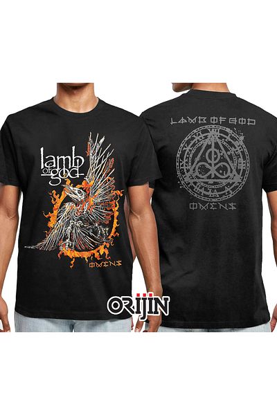 Orijin Tekstil Lamb of God Omens Front Back Printed Unisex Black Tshirt