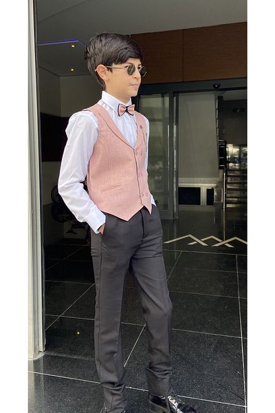 WENA KİDS Children's Vest Suit Shirt set PINK