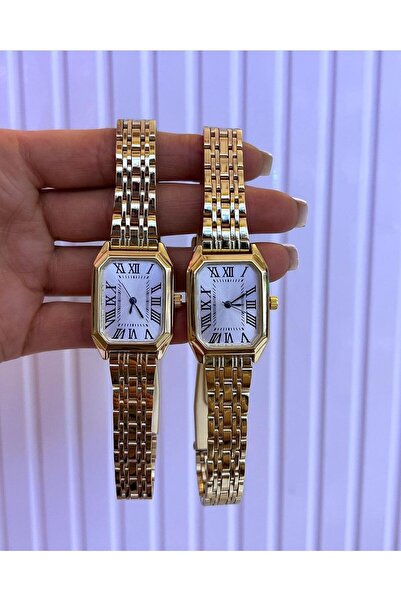 ÇENÇEN Minimal Dikdörtgen Gold Kadın Kol Saati