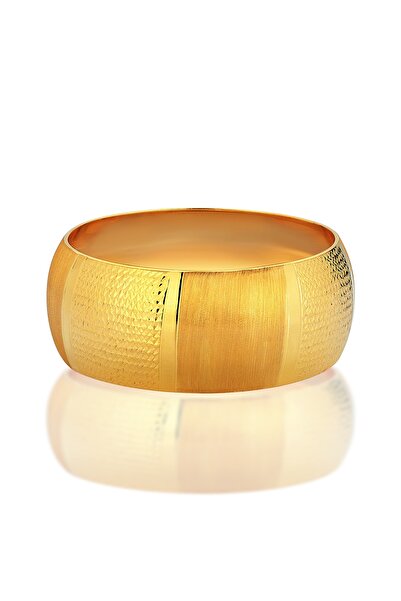 tuğrul Kuyumculuk 14 Ayar Altın Mega Şarnelli (3 Cm) Kadın Bilezik