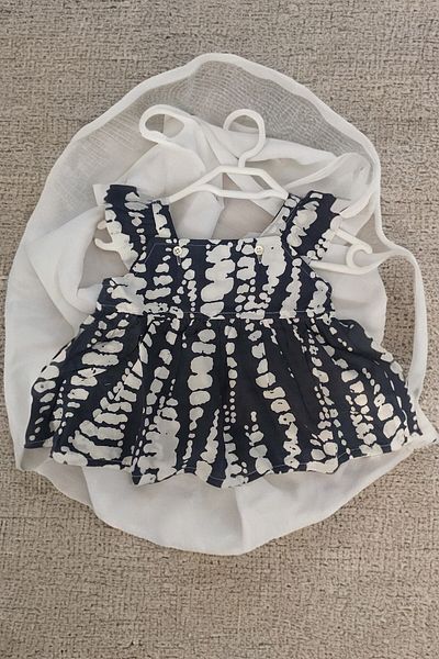 Shecco Babba Baby Girl Dress - Strappy Ruffle Baby Dress Navy Blue